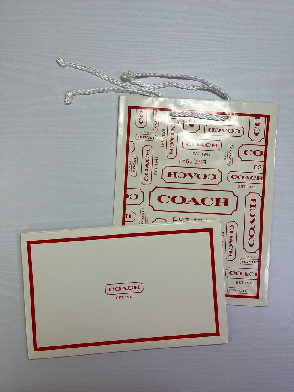 Coach Gift Box & Bag Set - White with Red Logo Set B